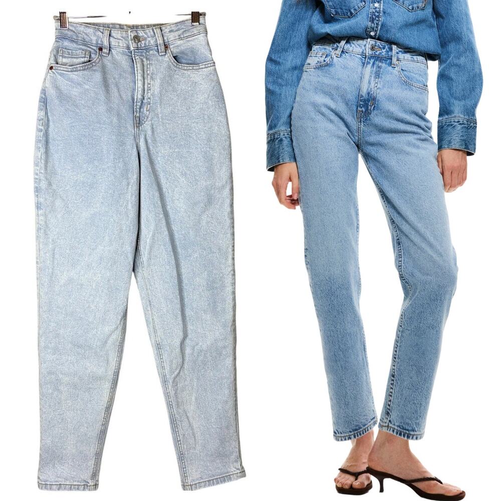 Divided Size 4 Tapered Mom Jeans H&M High Rise Ankle Light Wash Retro Classic